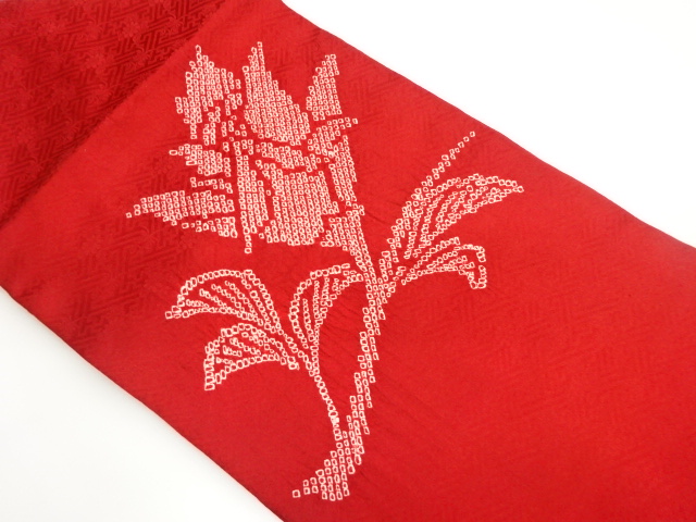 絞り紗綾形に花模様名古屋帯